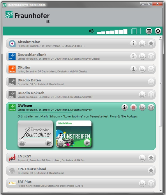 Fraunhofer DAB+ MultimediaPlayer Radio App