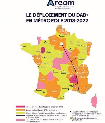 Map showing DAB coverage in France