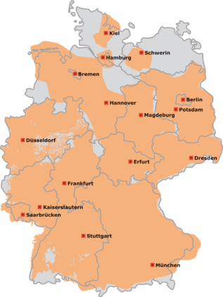 DAB coverage map for Germany