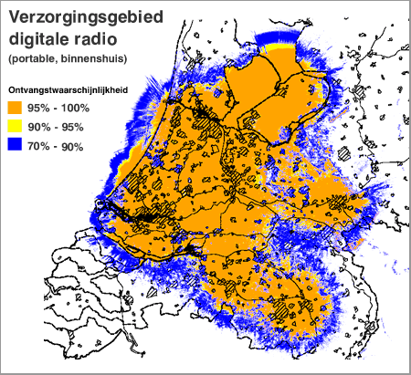 DAB coverage map of the Netherlands