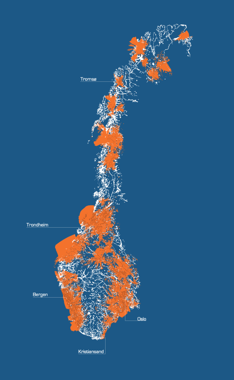 DAB coverage map for Norway