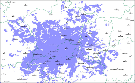 Map of TELEKO DAB and DAB+ trial in Plzen
